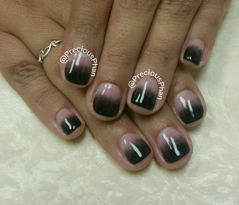 Short Black Ombre Nails, Black Ombre Nails Short, Ombre Black Nails, Black Ombré Nails, Short Coffin Ombre, Ombre Nails Short, Coffin Ombre, Black Ombre Nails, Black Grey Ombre