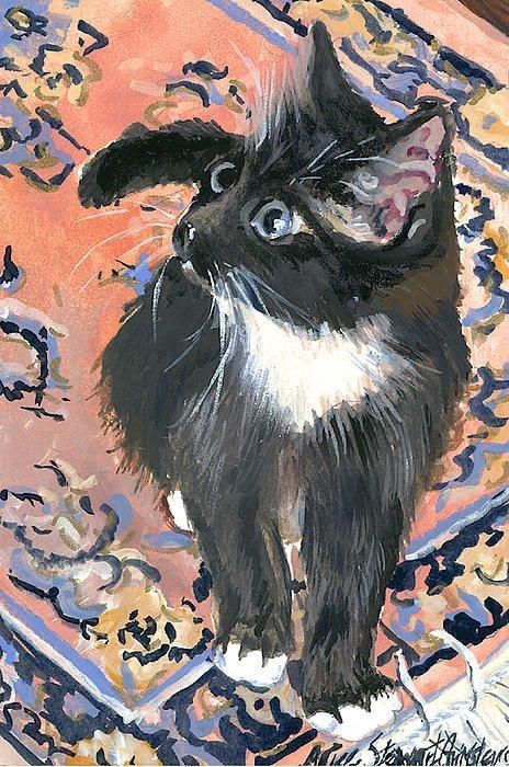 Alice Grimsley. Cat Art Aesthetic, Tuxedo Cat Painting, Tuxedo Cat Art, Cat Watercolor, Cat Art Illustration, Cat Artwork, Watercolor Cat, A Rug, Tuxedo Cat