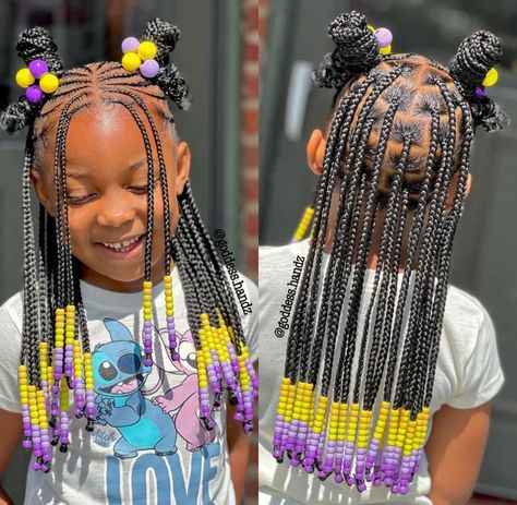 Harmony Hairstyles, Single Braids With Beads, Braids With Beads Hairstyles, Kids Braids With Beads, Hairstyles With Beads, Beads Hairstyles, Braids And Beads, Braided Updos, Pink And Black Hair