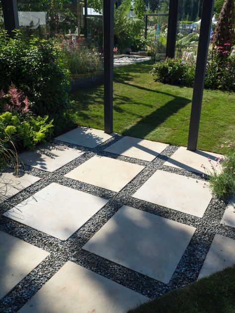 Large Pavers With Rocks In Between, Backyard Paver And Grass Ideas, Concrete Squares With Rock Between, Backyard Grass And Pavers, Concrete Pavers With Grass In Between, Square Pavers With Pebbles, Pavers With Rocks In Between, Backyard Grass And Concrete, Paver Patio Ideas Paving Stones Pea Gravel