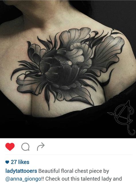 Chest Tattoo Cover Up, Hip Tats, Black Flower Tattoo, Flower Cover Up Tattoos, Black Flowers Tattoo, Colour Tattoos, Shoulder Tats, Tattoos Traditional, Black Tattoo Cover Up