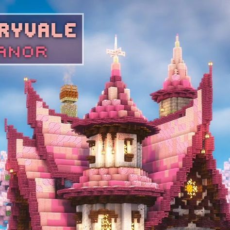 Graysun | Minecraft Builds on Instagram: "Minecraft - CherryVale Manor 🏡 With the help of @tacosquad.mc on texturing walls and some house extensions 🧱Ressource pack: Jermsy Better leaves 🌄SHADERS: Complementary shaders V4.7(Custom setting) 🔹️ Built on bakery.dedimc.io 🔹️Join us! _________________________________________ 💾 Request my builds on Patreon! (Link in bio) 🔄 Share this with your Minecraft friends! 👥️ Follow for Minecraft ideas and inspiration ____________________________________ Minecraft Ombre Roof, Square Roof Minecraft, Minecraft Pink Gradient, Gray Sun Minecraft, Circle Roof Minecraft, Graysun Minecraft Build, Minecraft Gradient Palette, Minecraft Gradient Roof, Minecraft Roof Shapes