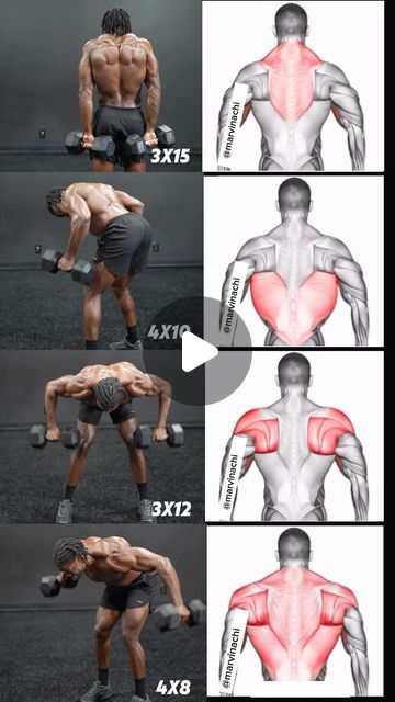 Back Workout Bodybuilding, Dumbbell Back Workout, Dumbbell Only Workout, Workouts Routines, Bent Over Row, Gym Workout Apps, Back Day Workout, Shoulder Workouts, Pilates Workout Plan