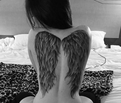 Angle Wing Tattoos, Angel Wings Tattoo On Back, Wing Tattoos On Back, Minimalistic Tattoos, Fear Of Commitment, Waist Tattoos, Ear Tattoo Ideas, Full Sleeve Tattoo Design, Origami Cranes