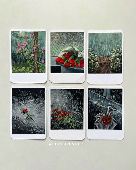 Himi Miya Gouache, Miya Gouache, Sheets Aesthetic, Aesthetic Rain, Texture Paintings, Gouache Color, Rain Art, Simple Canvas Paintings, Painting Flowers