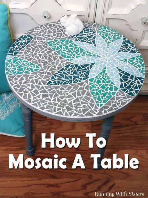 Diy Mosaic Table, Mosaic Table Top Designs, Diy Mosaic Projects, Kitchen Funky, Mosaic Patio Table, Coffee Homemade, Mosaic Tile Table, Easy Mosaic, Mosaic Tiles Crafts