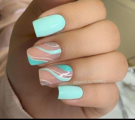 Pastel Nail Art, Aqua Nails, Unghie Sfumate, Summer Nail Art, Simple Gel Nails, Summery Nails, Her Nails, Cute Gel Nails, Acrylic Nails Coffin Short