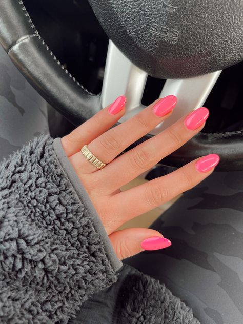 Cute Soild Nails, Round Acrylic Nails Solid Color, Dip W Tip Nails, Pink Nails For Tan Skin, Solid Nail Inspiration, Summer Nails No Acrylic, Nails One Color Pink, Preppy Nails Solid Colors, Cute Plain Color Nails