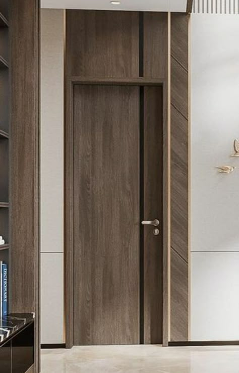 Midcentury Modern Door Interior, Indoor Doors Modern Luxury, Custom Door Design, Inlay Door Design, Luxury Interior Doors, Minimal Door Design, Laminate Door Design Ideas, Laminate Door Design Modern, Hotel Room Door Design