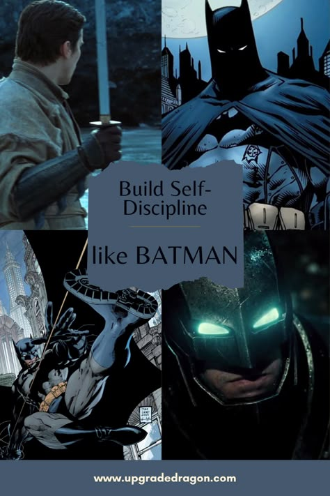 Batman is a master of self-discipline. Learn how to build your capacity for self-discipline by practicing it daily, adopting the "Will to Act" mindset, and habituating self-improvement behaviors to stretch your abilities even further! Batman Training Comic, Batman Discipline, Batman Motivation Wallpaper, Batman Personality, Batman Skills, How To Build Discipline, How To Be Batman, Manly Wallpapers, Batman Physique