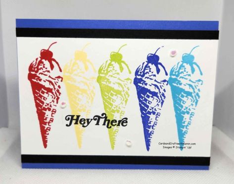 Stampin Up Super Cool Stamp Set, Super Cool Stampin Up Cards, Stampin Up Super Cool, Ice Cream Cone Images, Ice Cream Cards, Cool Ice Cream, Ice Cream Swirl, Food Cards, Everyday Cards