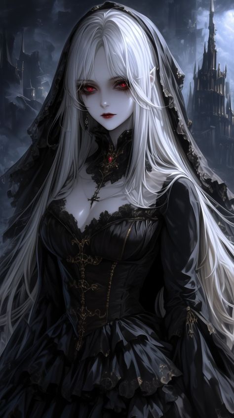 Vampire Illustration, Female Vampire, Queen Anime, Fashion Illustrations Techniques, Vampire Queen, Vampire Girls, Vampire Art, Demon Girl, Goth Art