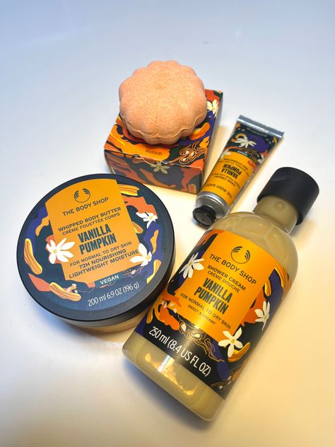 Love this cozy waem scent already 🥰 #thebodyshop #bodyshop #selfcare #autumn #autumnmood #pumpkin #pumpkinspice #halloween Fall Skincare, Autumn Skincare, Boo Basket, Skincare Packaging, Cinnamon Spice, Vegan Pumpkin, Autumn Night, Whipped Body Butter, Halloween Stuff