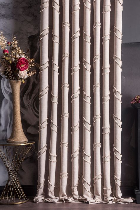 Embroidered and patterned cream curtains for your living room or bedroom. Our modern and stylish curtain is made of linen fabric. It has a long-lasting and easy-to-clean fabric structure.  You can change the whole look of your home and rooms with a single touch. In addition to being long-lasting, it will create a fascinating atmosphere with its modern and stylish appearance.  Easy to clean, dust and dirt repellent. It is also useful for people with allergies. It does not transmit sun rays and su Cream Curtains Bedroom, Cream White Curtains, Cream Linen Curtains, Curtains Cream, Luxury Curtains Living Room, Curtains Luxury, Curtains Living Room Modern, Cream Curtains, Transitional Dining Room