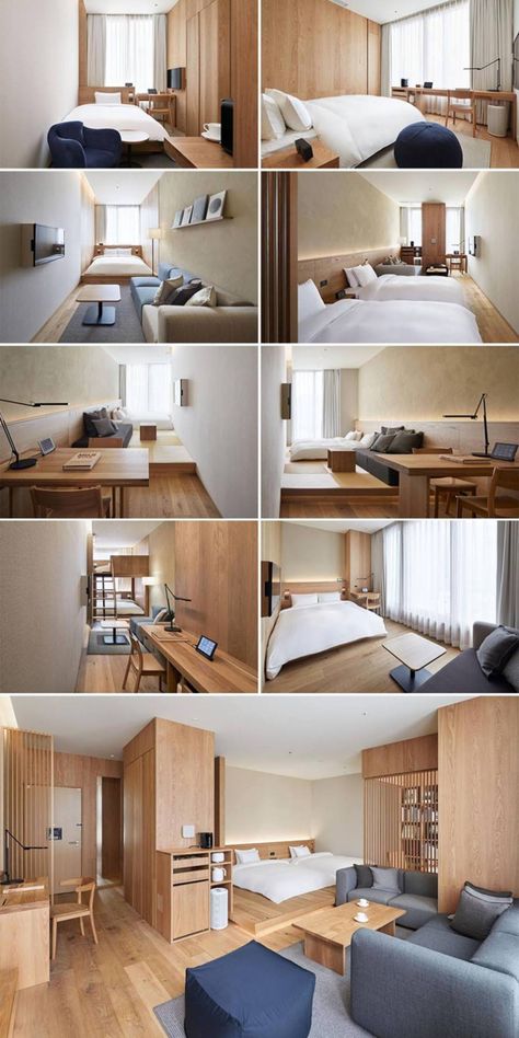 Muji Room, Bedroom Wallpaper Design, Muji Interior Design, Muji Interior, Muji Hotel, Muji House, Painting Design Ideas, Wallpaper Design Ideas, Small Hotel Room