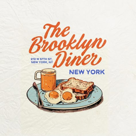 Very fond of this little Diner in NY 🥰 My favourite breakfast spot when we visit NY. If you havn't tried the “Vernon Brown” Omelette, you… | Instagram Texture Photoshop, Tequila Sunrise, Just Saying, Shirt Design Inspiration, Retro Illustration, Menu Design, Food Illustrations, 로고 디자인, Design Reference