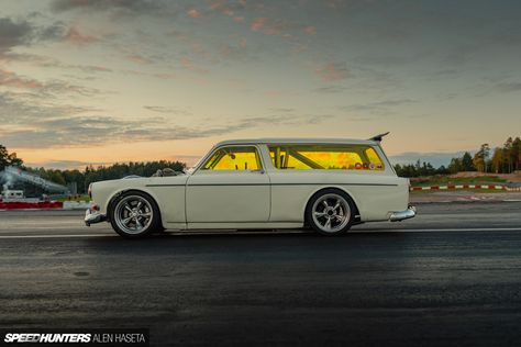 A Chevy Nomad-Inspired 800whp Volvo Amazon - Speedhunters Volvo Wagon, Volvo Amazon, Racing Harness, Chevy Nomad, Sports Wagon, Track Toy, Jaguar S Type, American Racing, Volvo Cars