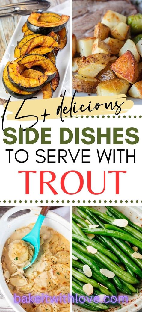 Side Dishes For Trout, Easy Trout Recipes, Sides For Trout Dinner, Trout Side Dishes, Trout Dinner Ideas, Baked Trout Recipes, Bbq Trout, Trout Dinner, Pan Fried Sweet Potatoes