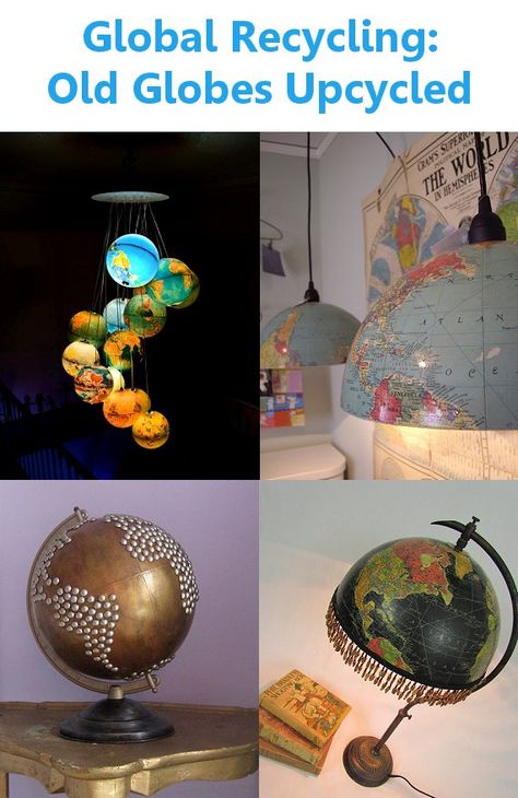 Okay, we officially love these upcycled globes! Some of these are for sale as is, but we think they could be a fun craft as well! Dishfunctional Designs: Global Recycling: Old Globes Upcycled Old Globe, Globe Crafts, Map Crafts, Repurposed Art, Globe Art, Map Globe, Look Retro, Upcycled Home Decor, Upcycle Recycle