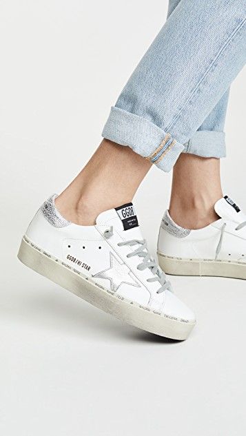 Golden Goose Hi Star Sneakers | SHOPBOP SAVE UP TO 50% NEW TO SALE Sport Street Style, Golden Goose Hi Star, Golden Sneakers, Boston Fashion, Random Clothes, Goose Shoes, Golden Goose Sneakers, Sneakers Athletic, Golden Goose Shoes