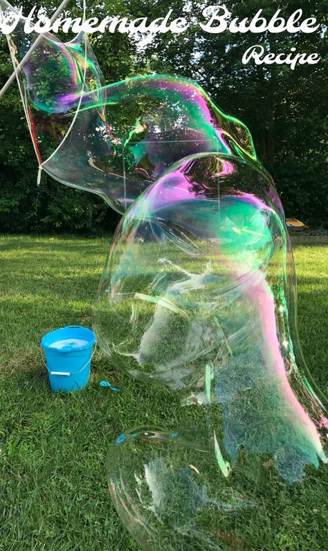 The Best Homemade Bubble Recipe Giant Bubble Recipe, Bubble Solution Recipe, Neighborhood Scavenger Hunt, Homemade Bubble Solution, Backyard Crafts, Bubble Recipe, Super Bubbles, Homemade Bubbles, Bubble Solution