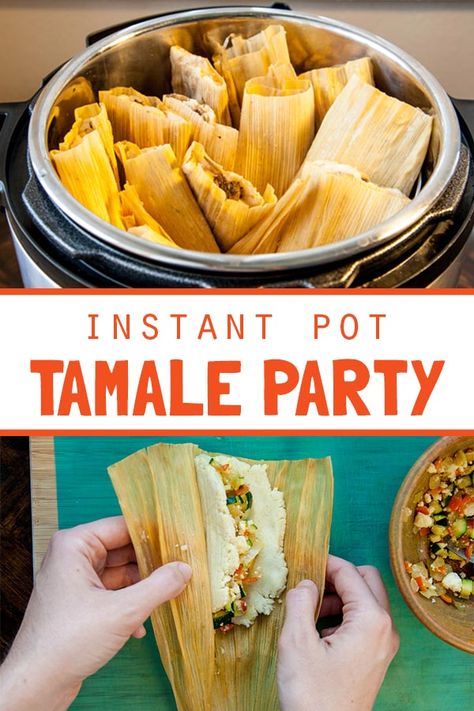 [Instant Pot] Tamale Party! - Fueled By Instant Pot Tamales Recipe Instant Pot, Tamales Instant Pot, Instant Pot Tamales, Keto Tamales, Tamale Party, Tamale Recipes, Texmex Recipes, Countertop Cooking, Tamales Recipe