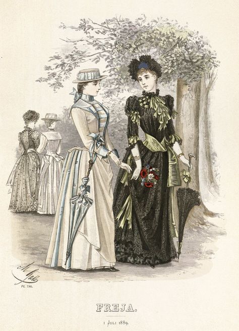 Freja 1889 1887 Fashion Plate, Victorian Dress 1880, Bustle Fashion, Victorian Outfits, 1880 Fashion, Victorian Fashion Women, 1899 Fashion, Victorian Era Fashion, 1880s Fashion