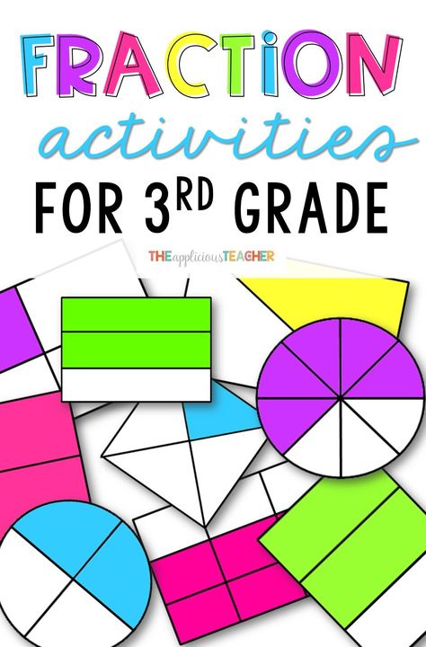 Fraction activities and games perfect for 3rd grade- The Applicious Teacher Third Grade Fractions, Third Grade Math Activities, Math Things, Fraction Lessons, 3rd Grade Fractions, Grade 3 Math, 2nd Grade Activities, Math Activities Elementary, Teaching Fractions