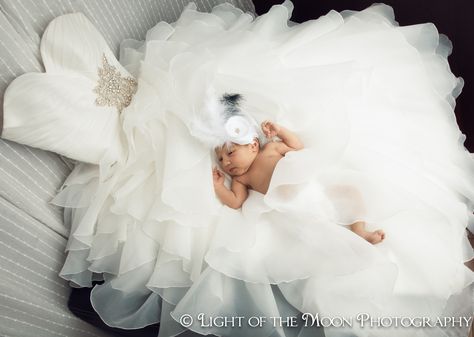 Baby Olivia Repurpose Wedding Dress, Baby In Wedding Dress, Baby Olivia, Newborn Pics, Diy Wedding Dress, Foto Baby, Wedding Dresses Photos, Baby Wedding, Newborn Photoshoot