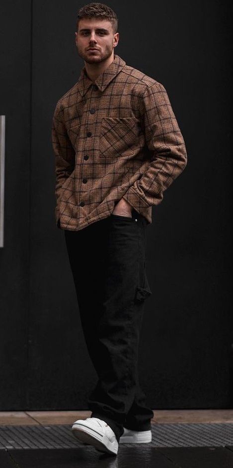 Oversized Outfit For Men, Baggy Smart Casual, Mens Baggy Pants Outfit, Baggy Pants Outfit Street Styles Men, Baggy Shirts Men, Men Oversized Shirt Outfits, Baggy Shirt Outfit Men, Check Shirt Outfit For Men, Alternative Mens Outfits