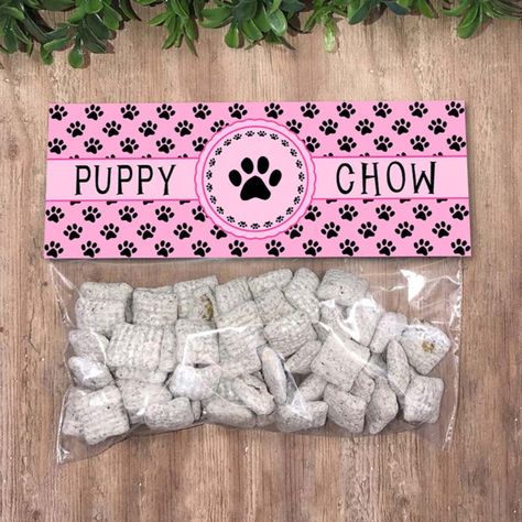 Homemade Puppy Chow, Dog Themed Party, Dog Themed Parties, Treat Bag Toppers, Black Puppy, Silk Wedding Bouquets, Puppy Chow, Bag Toppers, 2 Birthday