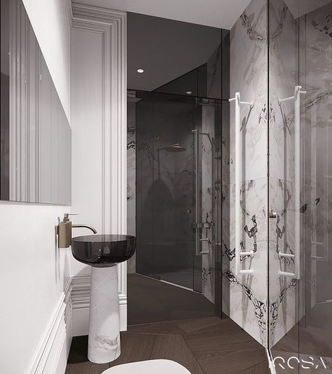 White Marble Bathrooms, Interior Design Gallery, Modern Home Interior Design, Apartment Projects, House In Nature, Weekly Newsletter, Apartment Bathroom, Marble Bathroom, Classic Interior