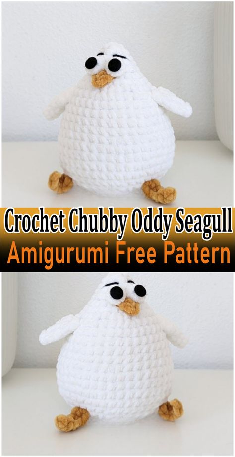 Crochet Chubby Oddy Seagull Amigurumi Free Pattern Crochet Seagull Free Pattern, Quick Crochet Amigurumi Free Patterns, Seagull Crochet, Cute And Easy Crochet, Unique Amigurumi, Free Crochet Amigurumi Patterns, Free Amigurumi Crochet Patterns, Easter Egg Pattern, Crochet Amigurumi Free Patterns