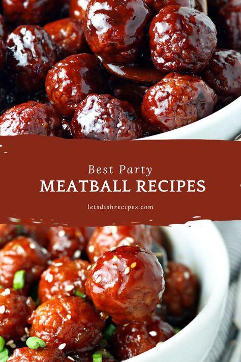 Best Party Meatball Recipes -- Whether you're hosting a holiday party or tailgating on the weekend, meatballs are an easy way to serve a crowd, and this collection of over 30 pf the best meatball recipes has something for every occasion. #gameday #meatballs Party Entrees Main Dishes, Snack Meatballs Party Appetizers, Halloween Party Meatballs, Bridal Shower Meatballs, Meatballs Hors D’oeuvres, Finger Foods For Poker Night, Meatball Recipes Party, Best Meatball Recipe Appetizers, Group Party Food Ideas