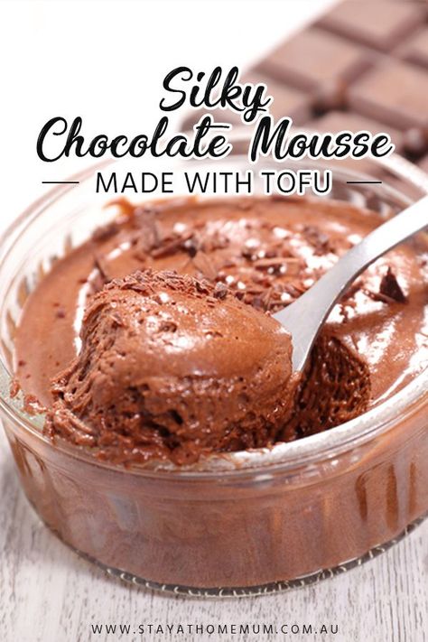 “This Silky Chocolate Mousse is so smooth and creamy that you would think it was full of cream – but it’s not!” Vegan Chocolate Mousse, Stay At Home Mum, Chocolate Mousse Recipe, Paleo Desserts, Vegan Nutrition, Bake Dessert, Mousse Recipes, Vegan Dessert, Vegan Dessert Recipes