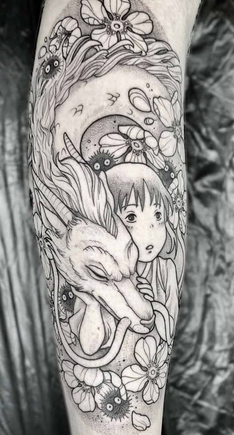 Miyazaki Tattoo, Tatuaje Studio Ghibli, Shen Long Tattoo, Underarm Tattoo, Studio Ghibli Tattoo, Ghibli Tattoo, Japanese Dragon Tattoo, Greek Mythology Tattoos, One Piece Tattoos