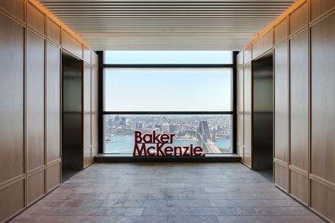 Baker McKenzie Wayfinding on Behance Baker Mckenzie, Head Quarters, Lift Lobby, Commercial Office Design, Elevator Lobby, Wayfinding Design, Wayfinding System, International Law, Signage System