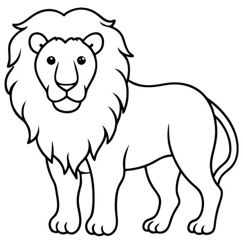 Lion Clipart Black and White Lion In Black And White, Lion Clip Art Black And White, Lion Clipart Black And White, Lion Easy Drawing, White Lion Images, Lion Outline, Lion Black And White, Lion Png, Lion Cartoon