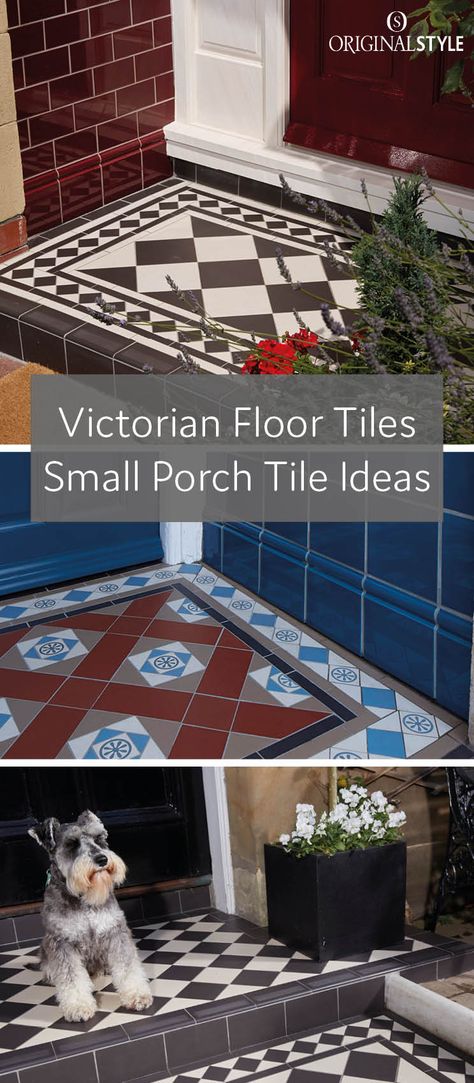 Victorian Floor Tiles can add a touch of luxury to any small space in your home including porches, here are a few of his tips and ideas Kitchen Ideas Floor, Kitchen Floor Transition, Porch Tile Ideas, Concrete Front Porch, Hall Tiles, Floor Transition, Front Door Steps, Victorian Tile, Victorian Porch