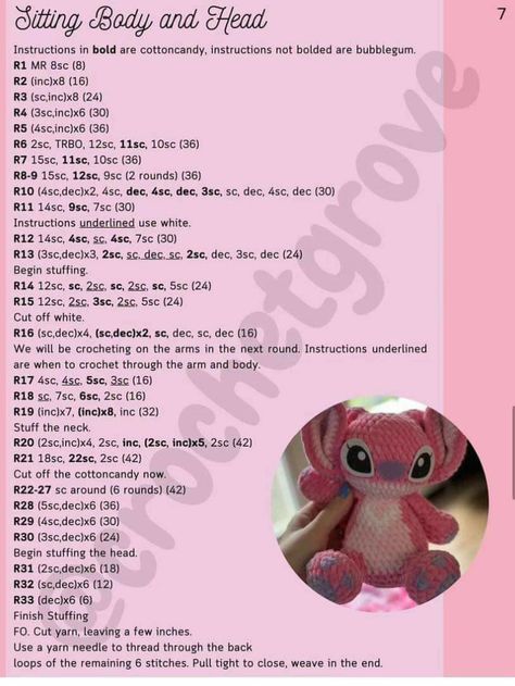 Inc Crochet Stitch, Crochet Pink Amigurumi, How To Make A Crochet Pattern, Stitch Crochet Pattern Free, Stitch Crochet Pattern, Crochet Baby Projects, Disney Crochet Patterns, Crochet Hack, Crochet Tutorial Pattern