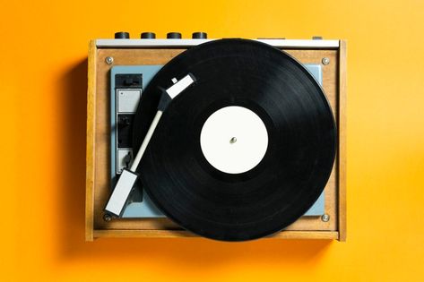 Vintage turntable vinyl record player. r... | Premium Photo #Freepik #photo #vintage #music #technology #circle Vinyl Animation, Record Photoshoot, Vinyl Record Aesthetic, Tropical Disco, Vintage Turntable, Music Photoshoot, Record Turntable, Retro Record Player, Background Retro