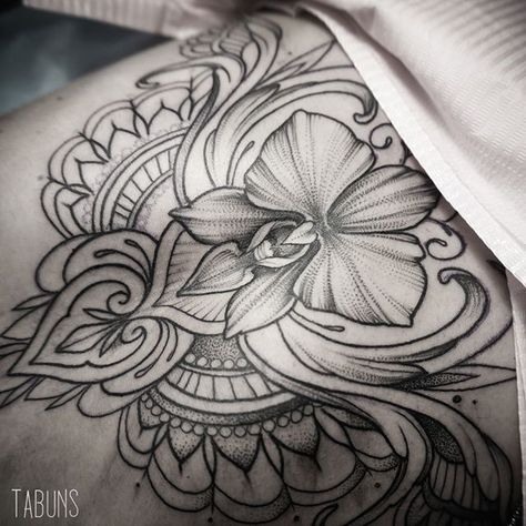 details #tattoo #ornamenttattoo #dotwork #blackwork #vbiproteam #vbiproteam #vladbladirons #vladbladneedles #blackart #blxckink #blackwork #blackworkers #blackworkerssubmission #alextabuns #tabuns Alex Tabuns, Details Tattoo, Orchid Flower Tattoos, Sternum Tattoo Design, Orchid Tattoo, Blackout Tattoo, Sternum Tattoo, Pattern Tattoo, Mandala Tattoo