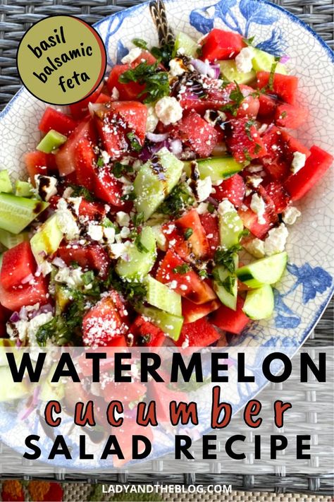 Watermelon Cucumber Salad Recipe – With Basil, Feta, And Balsamic Glaze Feta Watermelon Cucumber Salad, Watermelon Cucumber Feta Salad Balsamic, Watermelon Salad With Basil, Watermelon Salad With Cucumber And Feta, Watermelon Salad Balsamic, Watermelon And Cucumber Salad, Watermelon Salad With Balsamic Vinegar, Watermelon Feta Salad Balsamic, Melon Salad Recipes