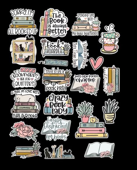 Book Lovers Sticker Bundle/stickers/journalin Reading Stickers, Stickers Journaling, Book Lovers Book, Bookish Stickers, Free Printable Stickers, Sticker Bundle, Book Tattoo, Up Book, Diy Book