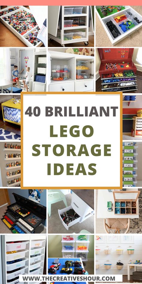 For LEGO enthusiasts young and young at heart, finding the perfect storage solution is a brick-tastic adventure in itself. From displaying prized creations to keeping thousands of bricks neatly organized, we've curated a collection of engaging LEGO storage ideas that will spark joy and creativity. Whether you're working with limited space, transforming a playroom, or even seeking clever adult-friendly storage, let's embark on a journey to build an organized paradise for your LEGO collection. Organizing Playroom, Playroom Organizing, Lego Bins, Lego Storage Solutions, Lego Room Ideas, Toddlers Playroom, Lego Storage Ideas, Lego Desk, Storage Playroom