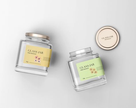 Free Square Glass Jar Mockup | Free PSD Mockup | Pixpine Square Glass Jars, Spices Packaging, Square Jars, Tea Packaging Design, Honey Packaging, Free Packaging Mockup, Jar Packaging, Jar Mockup, Jar Stickers