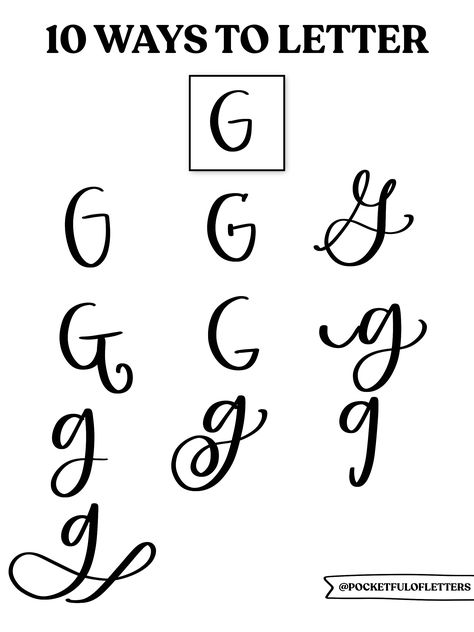 G In Calligraphy, Letter G Handwriting, G In Different Fonts, Letter G Font, Letter G In Different Fonts, Lettering Alphabet Handwritten, Hand Lettering Alphabet Fonts, Handwriting Alphabet, Script Typeface