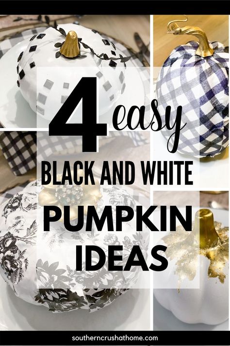 When it comes to pumpkin decor, it doesn't get any easier than these four easy Dollar Tree black and white pumpkin ideas! Using four simple techniques, you can easily transform traditional orange pumpkins into glam style black and white pumpkin decor. Let's make these! 👇👇 https://www.southerncrushathome.com/black-and-white-pumpkin-ideas/ #pumpkinpaintingideas #blackandwhitepumpkins #buffalocheckpumpkins #paintingpumpkins #modernpumpkins #glampumpkins #blackandwhitepumpkindecor White Pumpkin Ideas, Stackable Pumpkins, Traditional Fall Decor, Light Pink Paint, Tree Black And White, White Pumpkin Decor, Pumpkins Ideas, Black And White Pumps, Crafts Fall