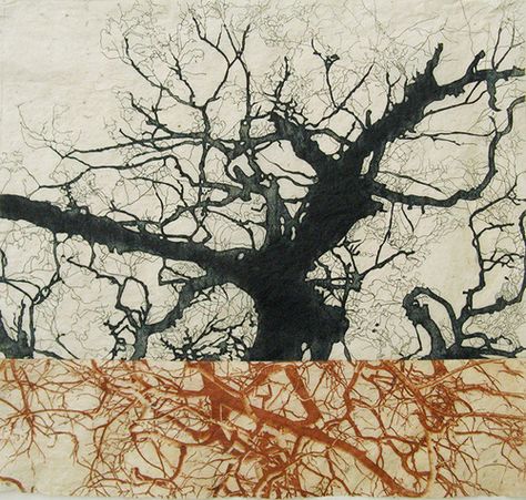 Tree Forest, Monoprint, Tree Art, Arbor, Linocut, Handmade Paper, A Tree, Collage Art, Nature Art