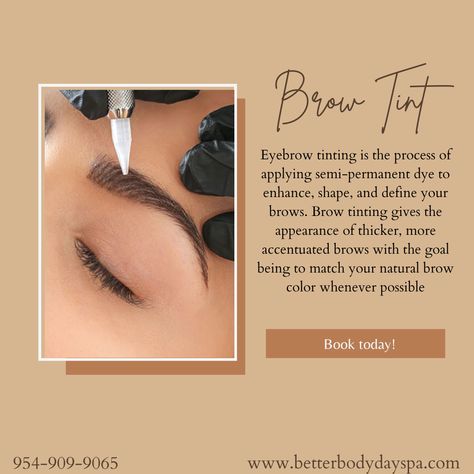 If your looking for fuller and thicker brows a brow shape and tint is just for you! Give us a call at 954-909-9065! #browtint #brows #spa #fortlauderdale Brow Post Ideas, Brow Models Needed, Microblading Content Ideas, Brow Tint Aftercare, Brow Marketing, Brow Lamination Benefits, Brow Lamination Quotes, Brows Tinting, Brows Tint